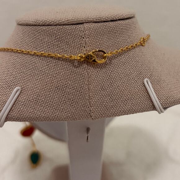 18K Gold Multi-Charm Necklace Clover, Heart, Butterfly & Leaf  (item #181) - Picture 5 of 7